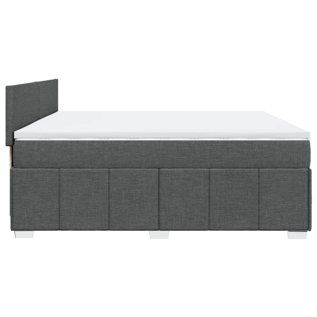 Κρεβάτι Boxspring με Στρώμα Σκούρο Γκρι 200x200 εκ. Υφασμάτινο - Pakobazaar