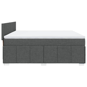 Κρεβάτι Boxspring με Στρώμα Σκούρο Γκρι 200x200 εκ. Υφασμάτινο - Pakobazaar