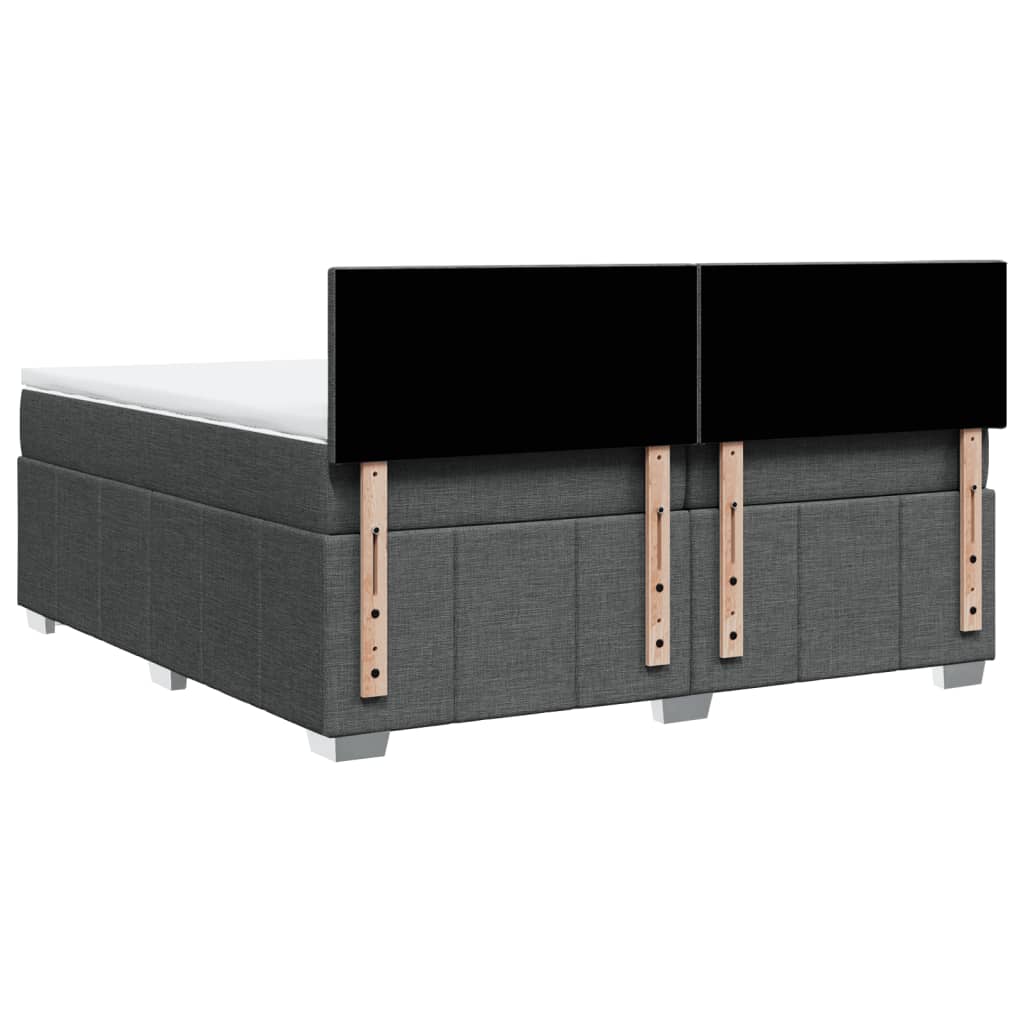 Κρεβάτι Boxspring με Στρώμα Σκούρο Γκρι 200x200 εκ. Υφασμάτινο - Pakobazaar
