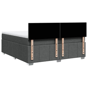 Κρεβάτι Boxspring με Στρώμα Σκούρο Γκρι 200x200 εκ. Υφασμάτινο - Pakobazaar