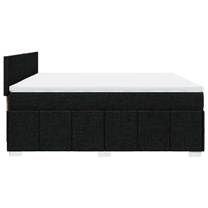 Κρεβάτι Boxspring με Στρώμα Μαύρο 200x200 εκ. Υφασμάτινο - Pakobazaar