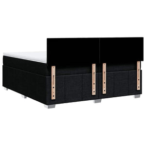 Κρεβάτι Boxspring με Στρώμα Μαύρο 200x200 εκ. Υφασμάτινο - Pakobazaar