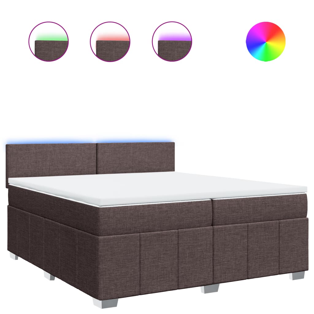 Κρεβάτι Boxspring με Στρώμα Σκούρο Καφέ 200x200 εκ. Υφασμάτινο