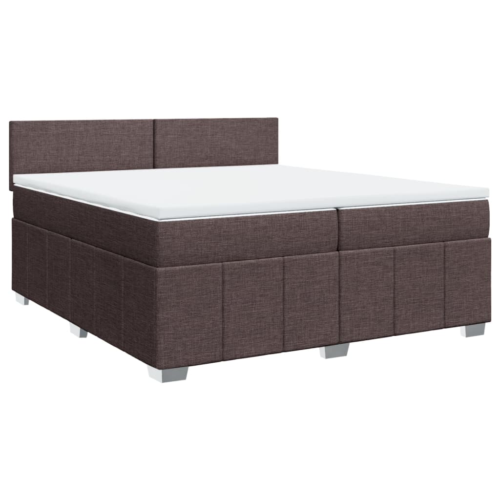 Κρεβάτι Boxspring με Στρώμα Σκούρο Καφέ 200x200 εκ. Υφασμάτινο