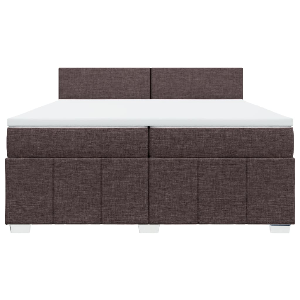 Κρεβάτι Boxspring με Στρώμα Σκούρο Καφέ 200x200 εκ. Υφασμάτινο