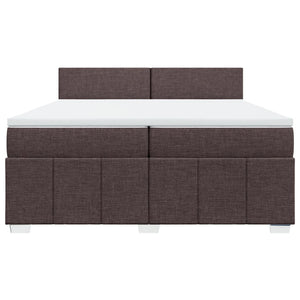 Κρεβάτι Boxspring με Στρώμα Σκούρο Καφέ 200x200 εκ. Υφασμάτινο