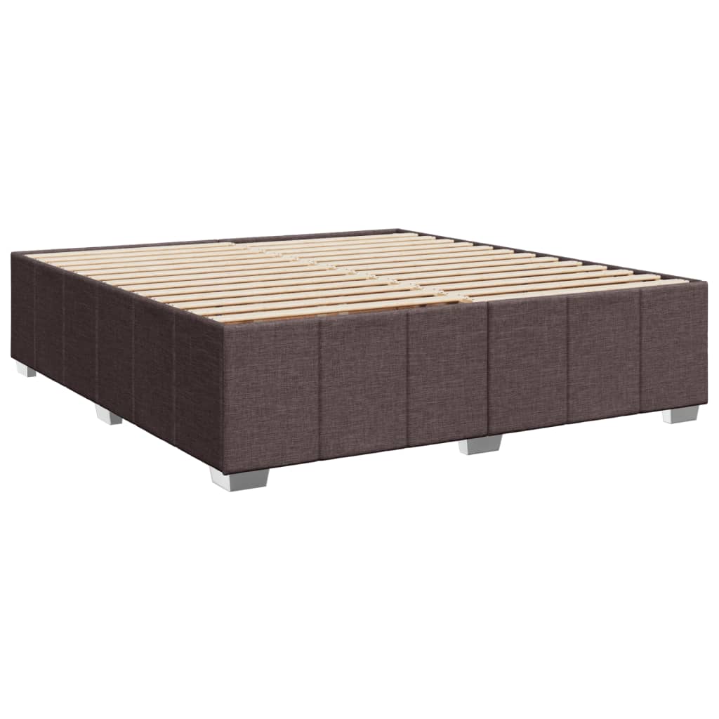 Κρεβάτι Boxspring με Στρώμα Σκούρο Καφέ 200x200 εκ. Υφασμάτινο