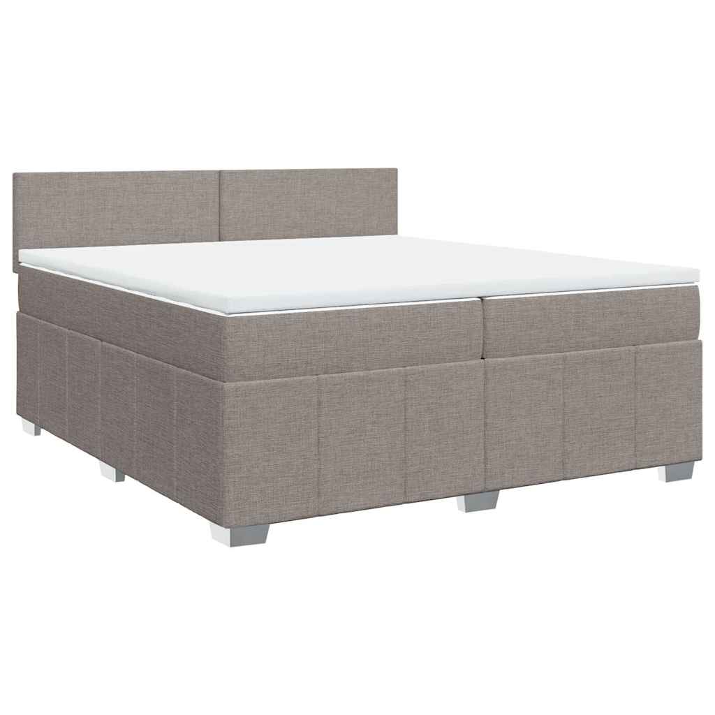 Κρεβάτι Boxspring με Στρώμα Taupe 200x200 εκ. Υφασμάτινο - Pakobazaar