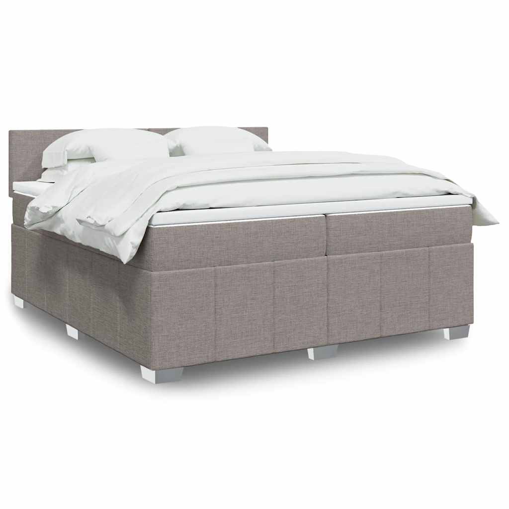 Κρεβάτι Boxspring με Στρώμα Taupe 200x200 εκ. Υφασμάτινο - Pakobazaar