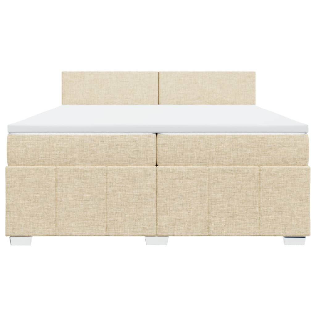 Κρεβάτι Boxspring με Στρώμα Κρεμ 200x200 εκ. Υφασμάτινο - Pakobazaar