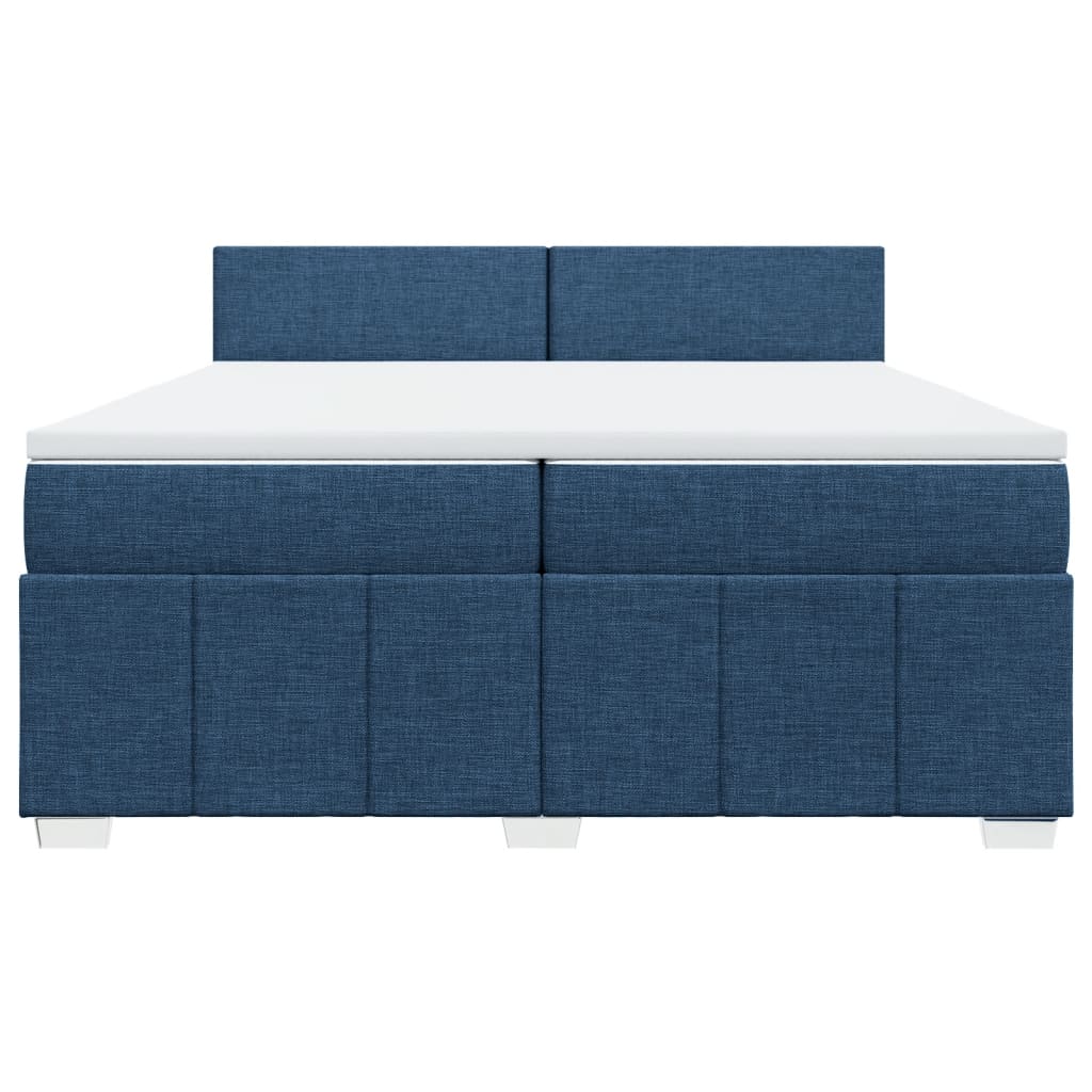 Κρεβάτι Boxspring με Στρώμα Μπλε 200x200 εκ. Υφασμάτινο - Pakobazaar