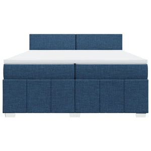 Κρεβάτι Boxspring με Στρώμα Μπλε 200x200 εκ. Υφασμάτινο - Pakobazaar
