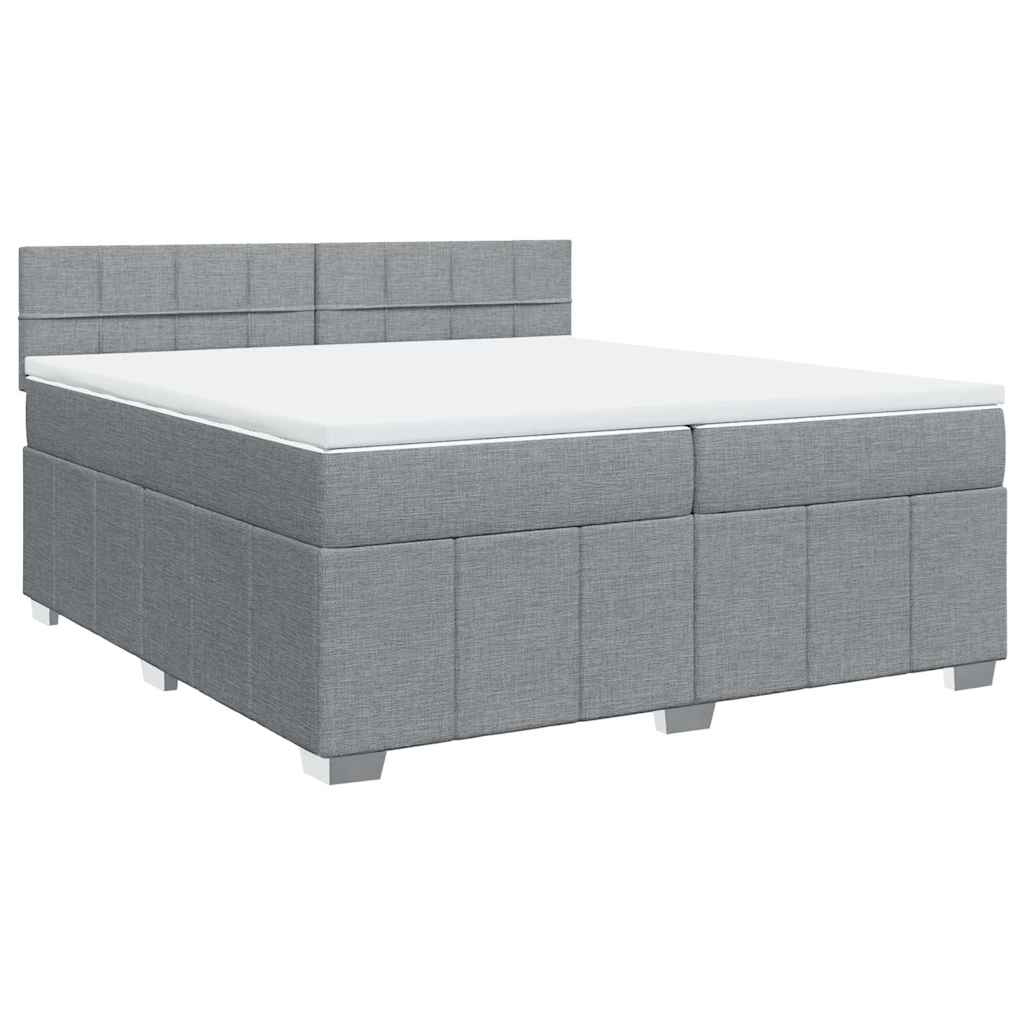 Κρεβάτι Boxspring με Στρώμα Ανοιχτό Γκρι 200x200 εκ. Υφασμάτινο - Pakobazaar