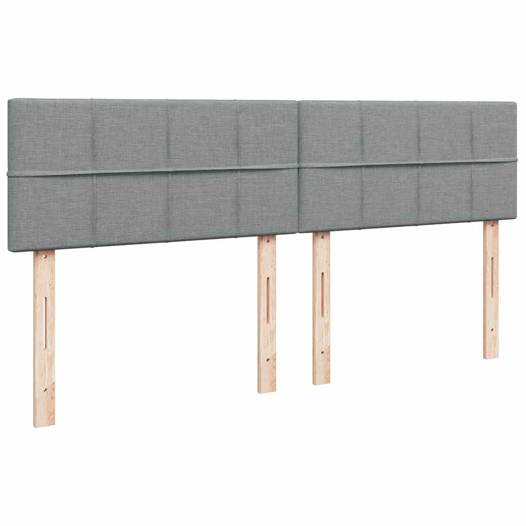 Κρεβάτι Boxspring με Στρώμα Ανοιχτό Γκρι 200x200 εκ. Υφασμάτινο - Pakobazaar