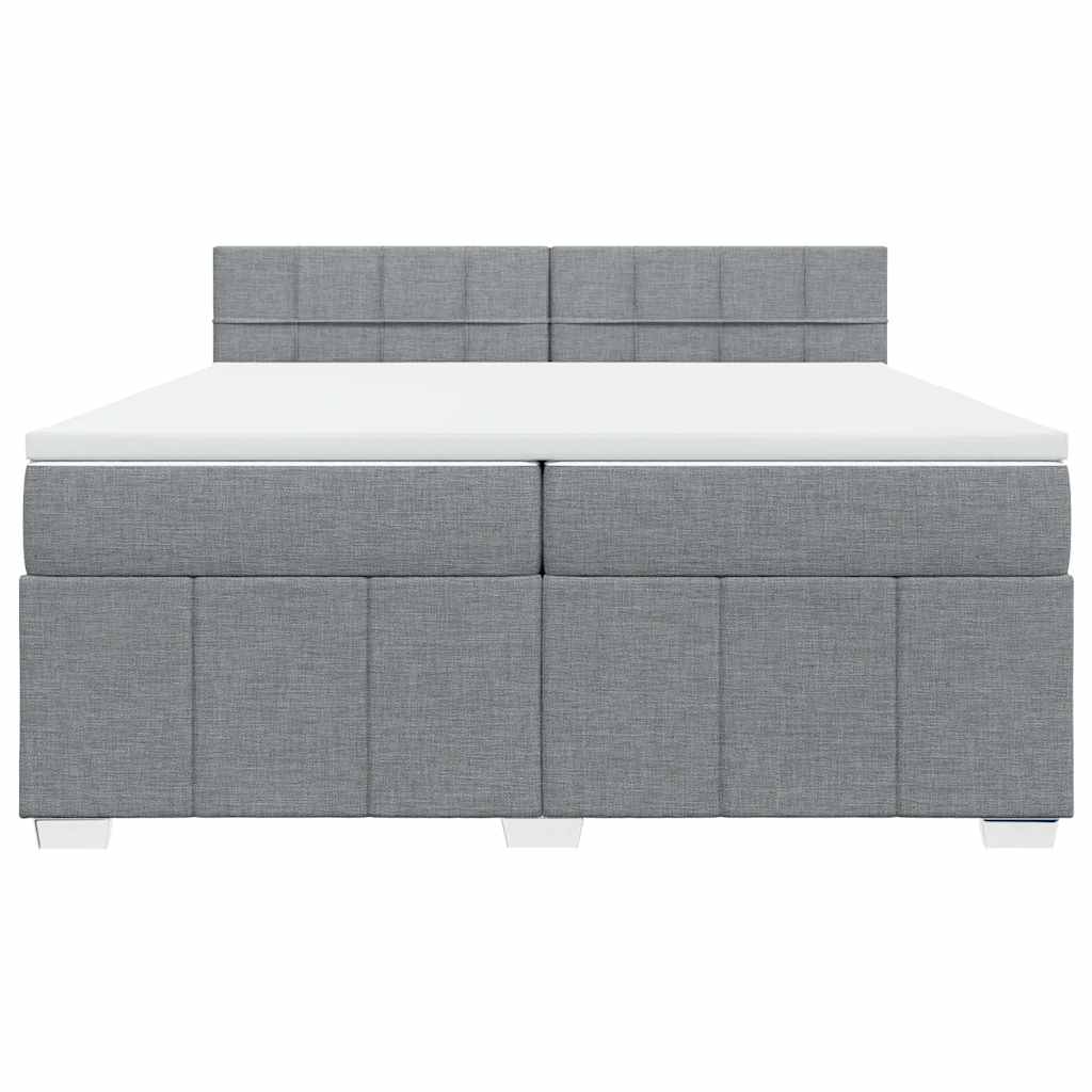 Κρεβάτι Boxspring με Στρώμα Ανοιχτό Γκρι 200x200 εκ. Υφασμάτινο - Pakobazaar