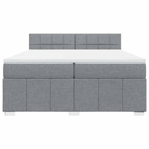 Κρεβάτι Boxspring με Στρώμα Ανοιχτό Γκρι 200x200 εκ. Υφασμάτινο - Pakobazaar