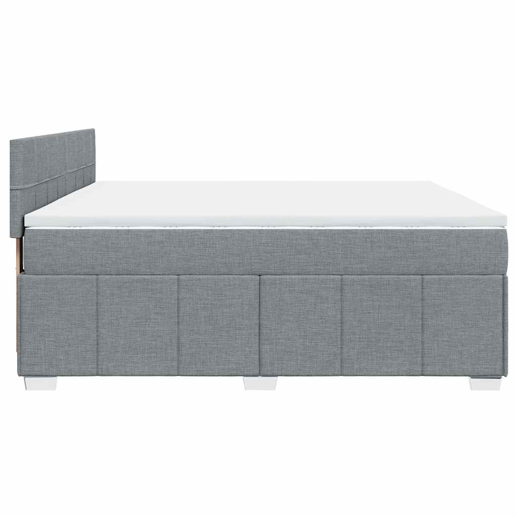 Κρεβάτι Boxspring με Στρώμα Ανοιχτό Γκρι 200x200 εκ. Υφασμάτινο - Pakobazaar