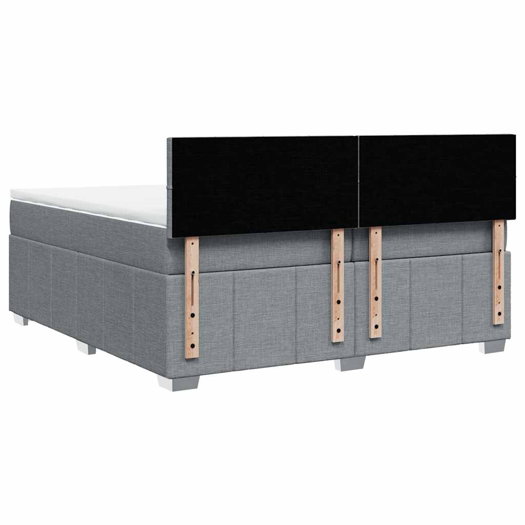 Κρεβάτι Boxspring με Στρώμα Ανοιχτό Γκρι 200x200 εκ. Υφασμάτινο - Pakobazaar