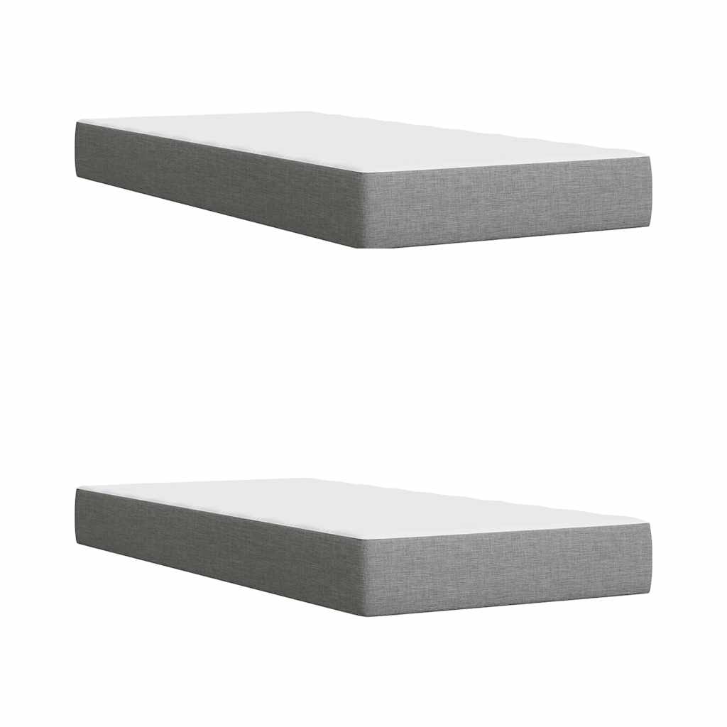 Κρεβάτι Boxspring με Στρώμα Ανοιχτό Γκρι 200x200 εκ. Υφασμάτινο - Pakobazaar