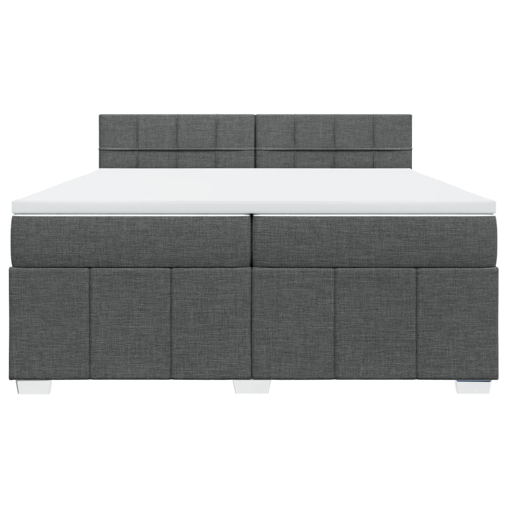 Κρεβάτι Boxspring με Στρώμα Σκούρο Γκρι 200x200 εκ. Υφασμάτινο - Pakobazaar