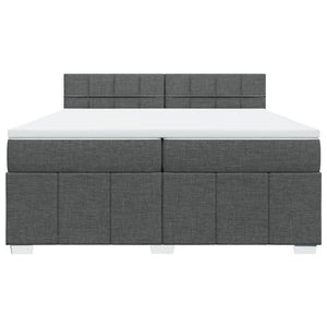 Κρεβάτι Boxspring με Στρώμα Σκούρο Γκρι 200x200 εκ. Υφασμάτινο - Pakobazaar