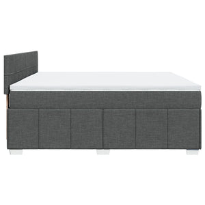 Κρεβάτι Boxspring με Στρώμα Σκούρο Γκρι 200x200 εκ. Υφασμάτινο - Pakobazaar