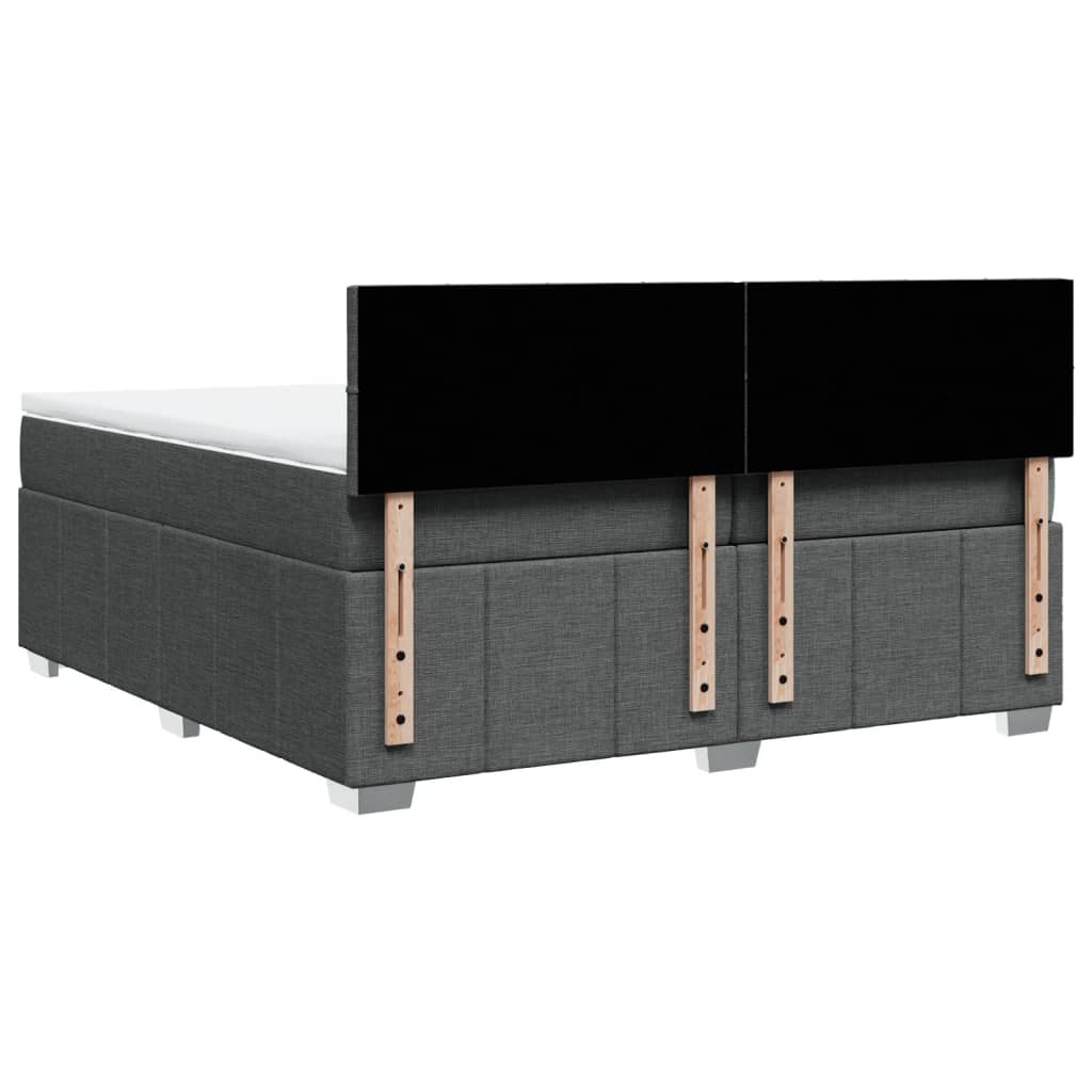 Κρεβάτι Boxspring με Στρώμα Σκούρο Γκρι 200x200 εκ. Υφασμάτινο - Pakobazaar