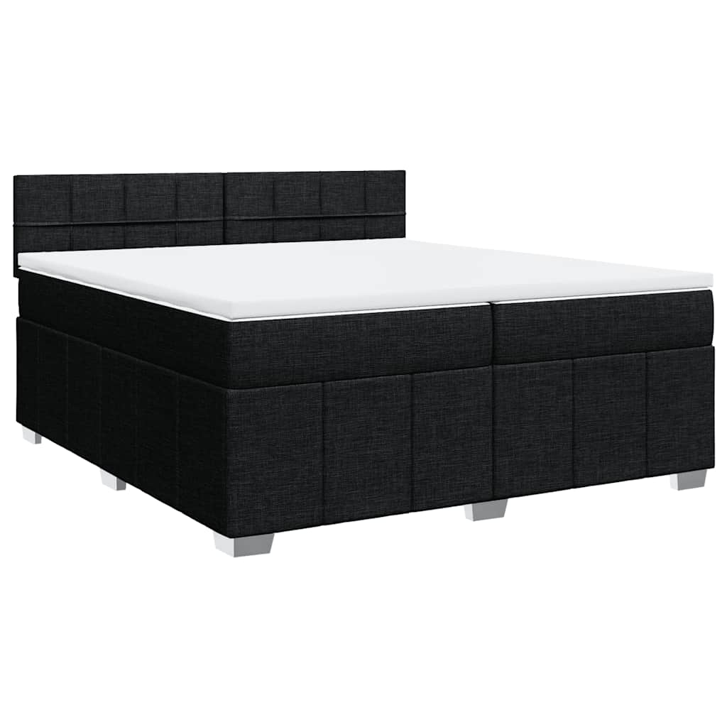Κρεβάτι Boxspring με Στρώμα Μαύρο 200x200 εκ. Υφασμάτινο - Pakobazaar