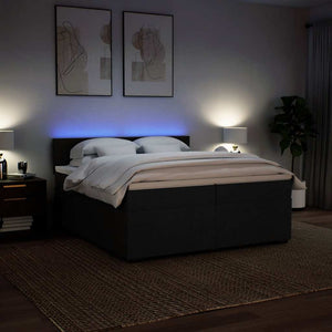 Κρεβάτι Boxspring με Στρώμα Μαύρο 200x200 εκ. Υφασμάτινο - Pakobazaar