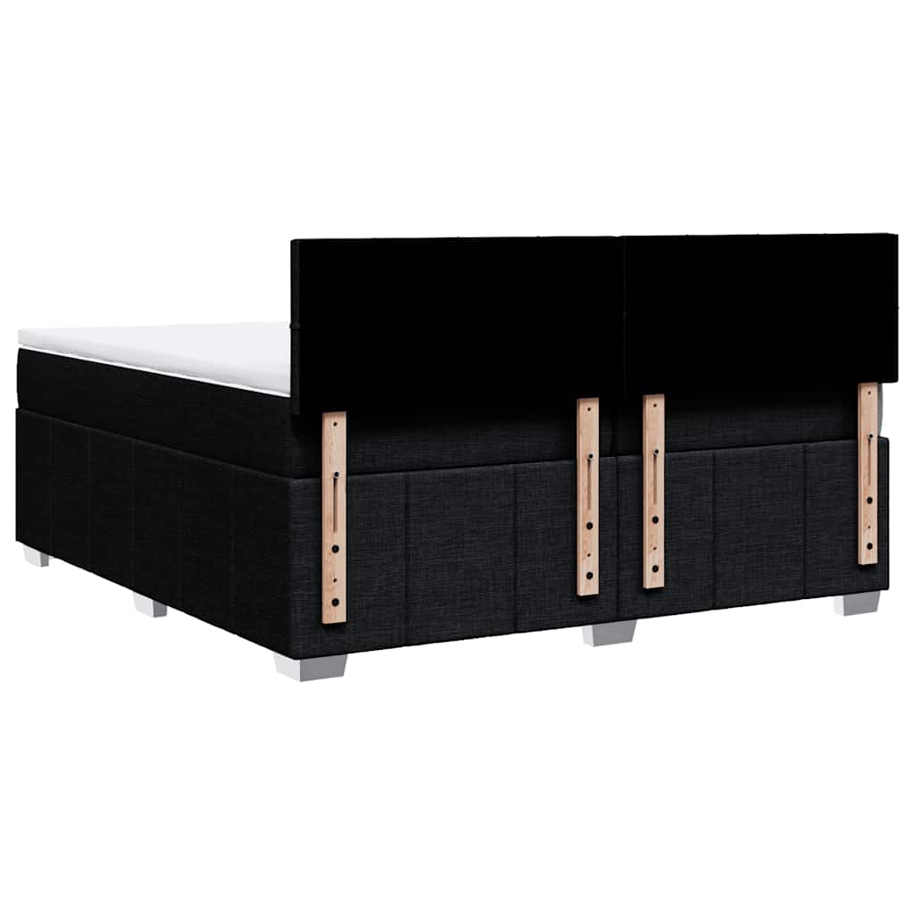 Κρεβάτι Boxspring με Στρώμα Μαύρο 200x200 εκ. Υφασμάτινο - Pakobazaar
