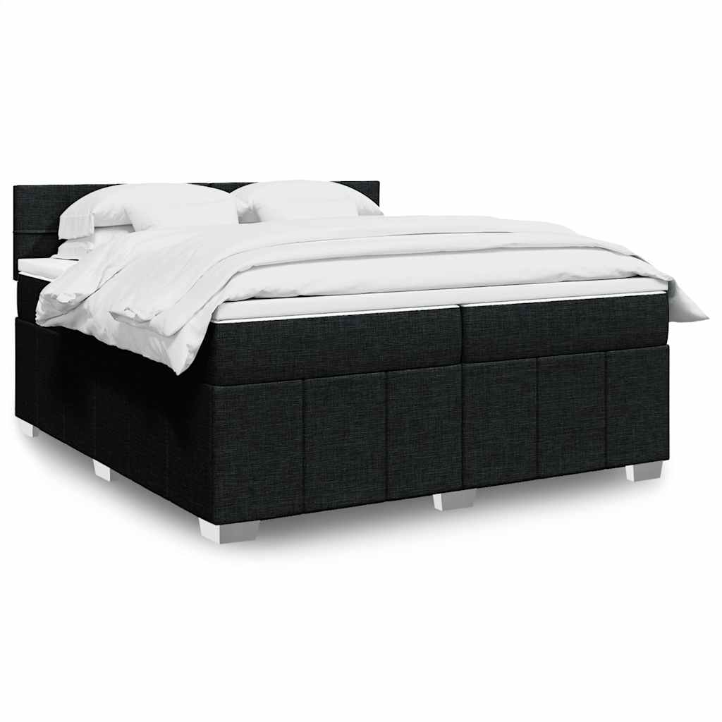 Κρεβάτι Boxspring με Στρώμα Μαύρο 200x200 εκ. Υφασμάτινο - Pakobazaar