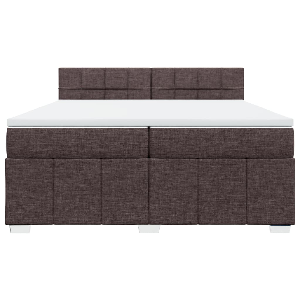 Κρεβάτι Boxspring με Στρώμα Σκούρο Καφέ 200x200 εκ. Υφασμάτινο - Pakobazaar