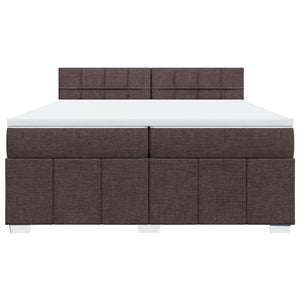 Κρεβάτι Boxspring με Στρώμα Σκούρο Καφέ 200x200 εκ. Υφασμάτινο - Pakobazaar