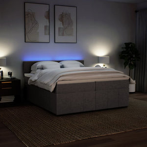 Κρεβάτι Boxspring με Στρώμα Taupe 200x200 εκ. Υφασμάτινο - Pakobazaar
