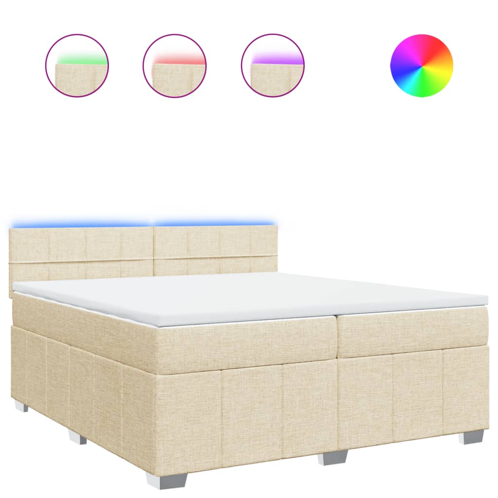 Κρεβάτι Boxspring με Στρώμα Κρεμ 200x200 εκ. Υφασμάτινο - Pakobazaar