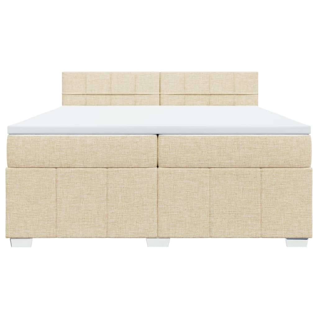 Κρεβάτι Boxspring με Στρώμα Κρεμ 200x200 εκ. Υφασμάτινο - Pakobazaar