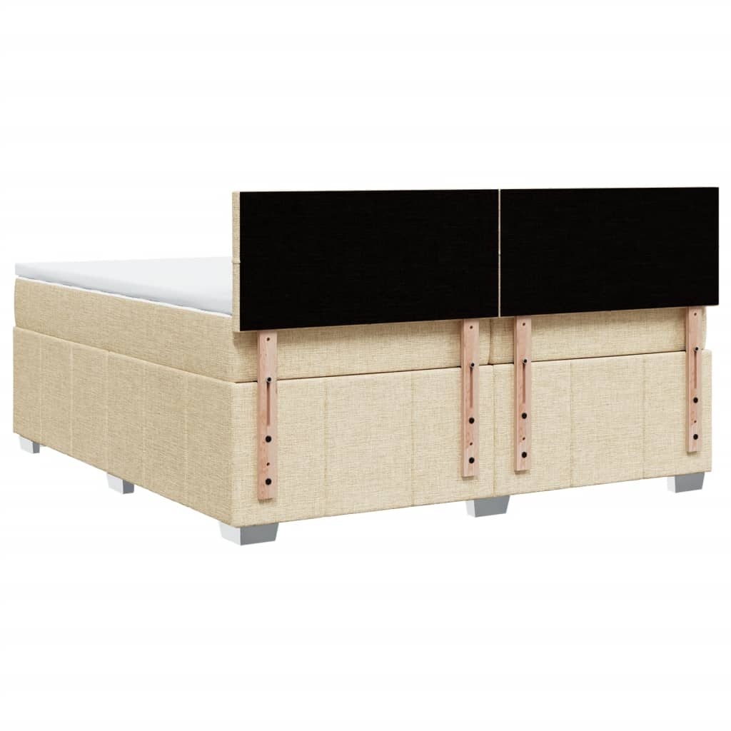Κρεβάτι Boxspring με Στρώμα Κρεμ 200x200 εκ. Υφασμάτινο - Pakobazaar