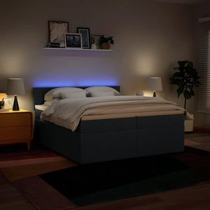 Κρεβάτι Boxspring με Στρώμα Μπλε 200x200 εκ. Υφασμάτινο - Pakobazaar