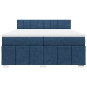Κρεβάτι Boxspring με Στρώμα Μπλε 200x200 εκ. Υφασμάτινο - Pakobazaar