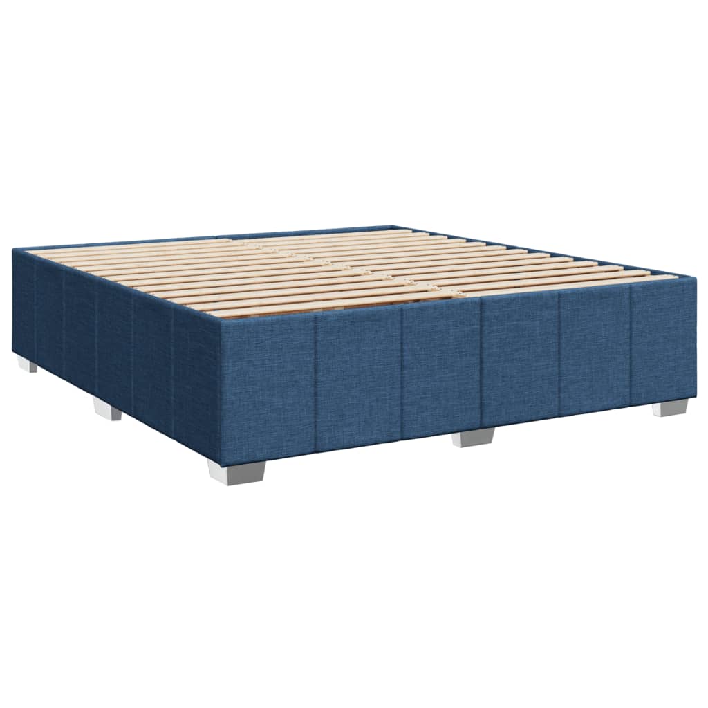 Κρεβάτι Boxspring με Στρώμα Μπλε 200x200 εκ. Υφασμάτινο - Pakobazaar
