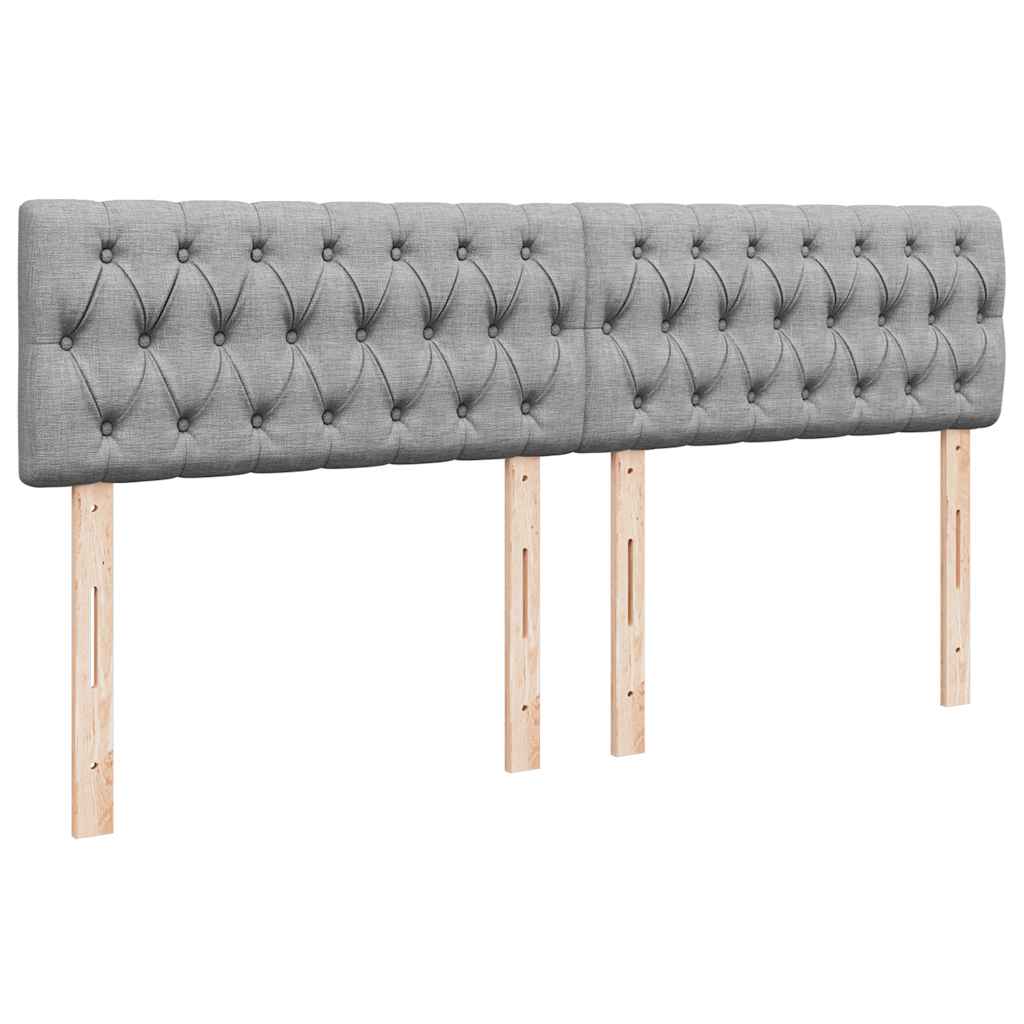 Κρεβάτι Boxspring με Στρώμα Ανοιχτό Γκρι 200x200 εκ. Υφασμάτινο - Pakobazaar