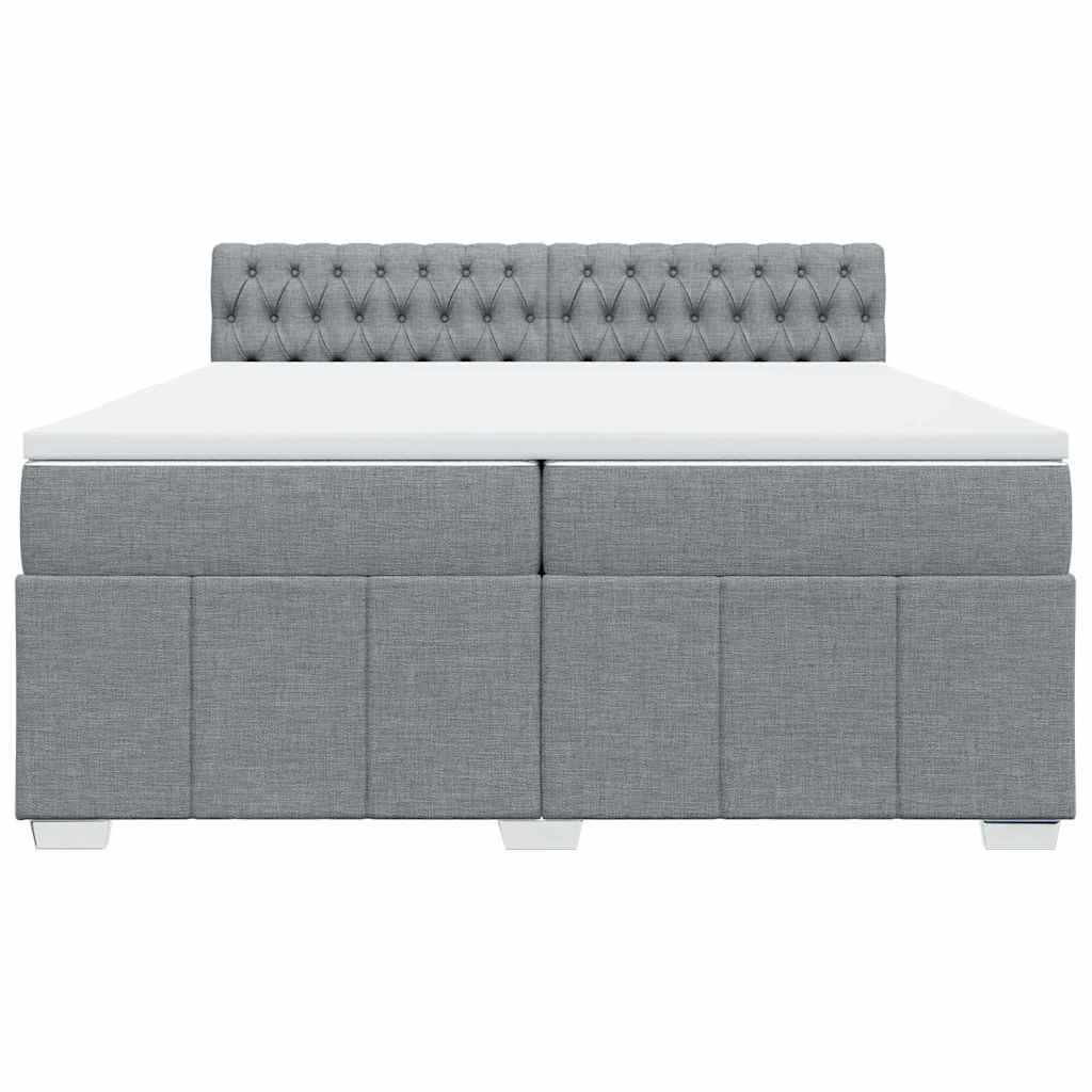 Κρεβάτι Boxspring με Στρώμα Ανοιχτό Γκρι 200x200 εκ. Υφασμάτινο - Pakobazaar