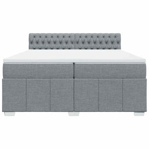 Κρεβάτι Boxspring με Στρώμα Ανοιχτό Γκρι 200x200 εκ. Υφασμάτινο - Pakobazaar
