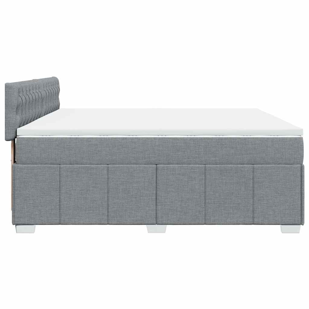 Κρεβάτι Boxspring με Στρώμα Ανοιχτό Γκρι 200x200 εκ. Υφασμάτινο - Pakobazaar