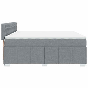 Κρεβάτι Boxspring με Στρώμα Ανοιχτό Γκρι 200x200 εκ. Υφασμάτινο - Pakobazaar