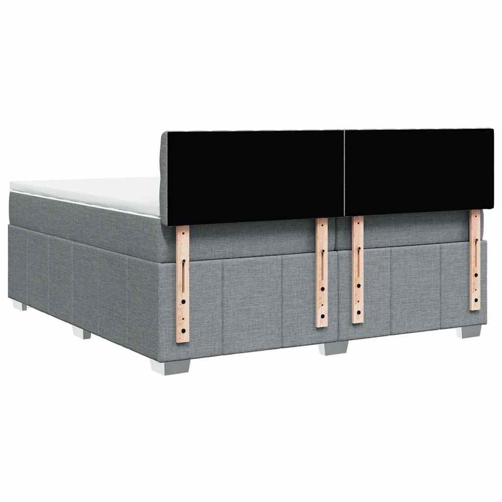 Κρεβάτι Boxspring με Στρώμα Ανοιχτό Γκρι 200x200 εκ. Υφασμάτινο - Pakobazaar