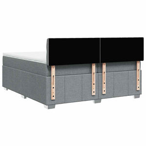 Κρεβάτι Boxspring με Στρώμα Ανοιχτό Γκρι 200x200 εκ. Υφασμάτινο - Pakobazaar