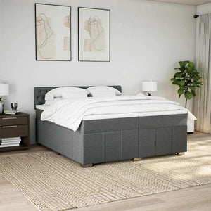 Κρεβάτι Boxspring με Στρώμα Σκούρο Γκρι 200x200 εκ. Υφασμάτινο - Pakobazaar