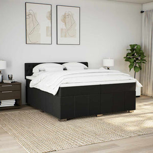 Κρεβάτι Boxspring με Στρώμα Μαύρο 200x200 εκ. Υφασμάτινο - Pakobazaar
