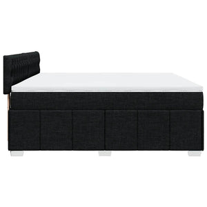 Κρεβάτι Boxspring με Στρώμα Μαύρο 200x200 εκ. Υφασμάτινο - Pakobazaar